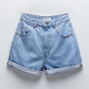 Zara light blue denim high waist shorts size 0